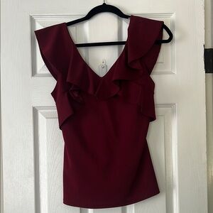 Chic Maroon Ruffle Blouse